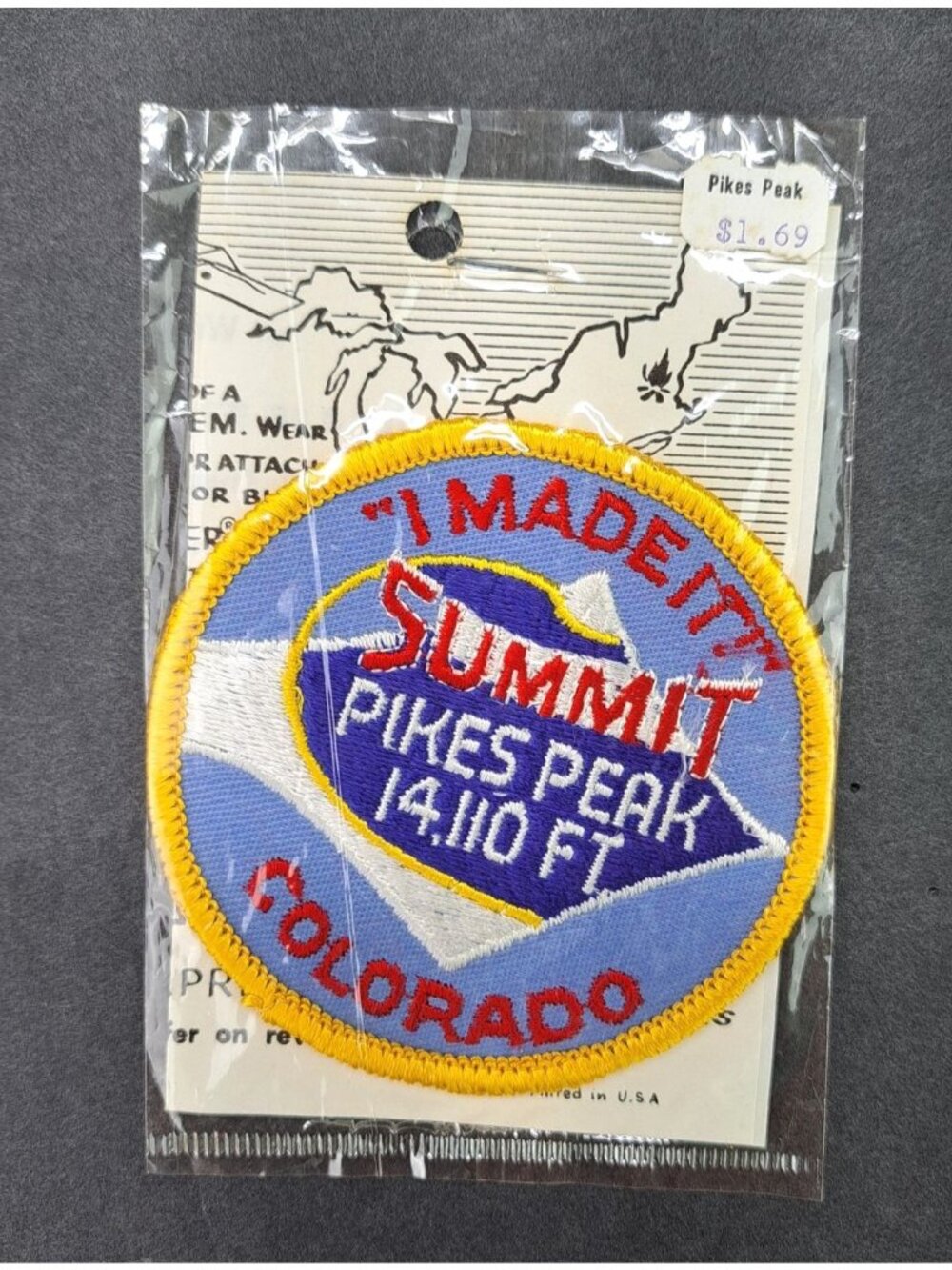 Vintage Pikes Peak Summit I Made It 14110 Ft Embroidered Patch Colorado Souvenir